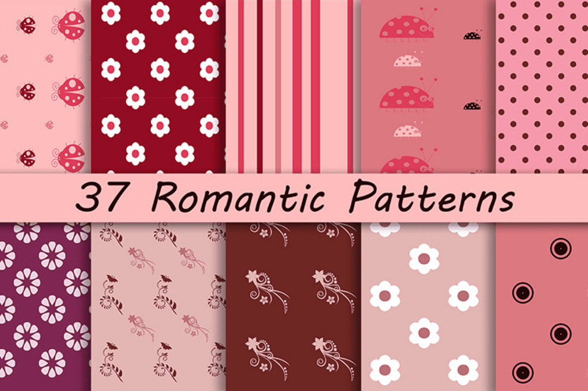 37 Free Romantic Patterns - Extended License