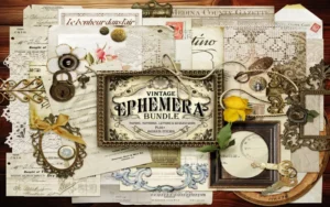 370+ Vintage Ephemera Designs Bundle | Extended License