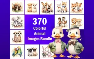 370 Watercolor Animal Images | Extended Commercial License