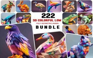 3D Colorful Geometric Animal Images Bundle | Lifetime Access