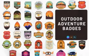 45 Outdoor Adventure Badges | Extended Commercial License