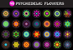 49 Psychedelic Flowers Vector Pack