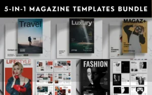 5-in-1 Magazine Templates Bundle | Commercial License