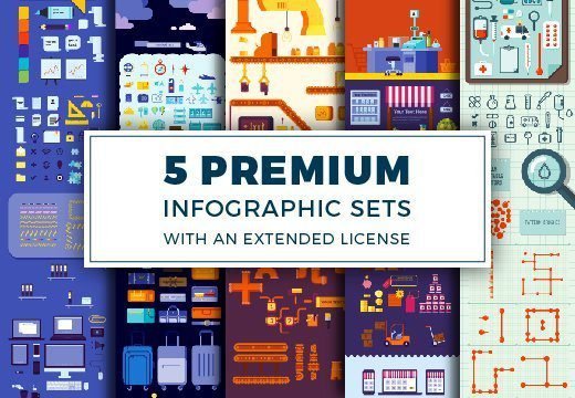 5 Premium Infographic Sets with awesome graphic elements