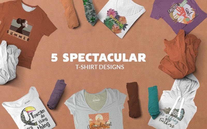 5 Spectacular T-Shirt Designs Bundle - Freebie