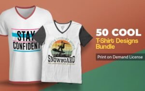50 Cool T-Shirt Designs Bundle | Print on Demand License