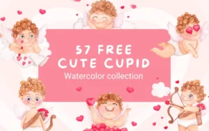 50+ Cute Cupid Watercolor Illustrations - Freebie