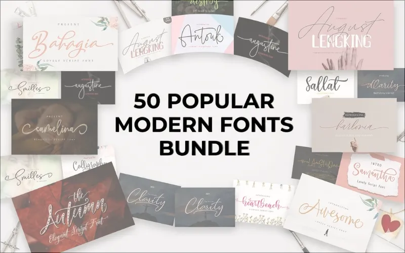 50 Popular Modern Fonts Bundle | Commercial License
