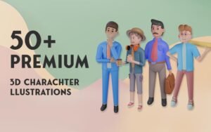 50+ Premium 3D Character Illustrations | Commercial License