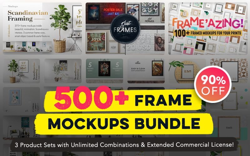 500+ Frame Mockups Bundle