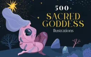 500+ Sacred Goddess Illustrations Bundle | Extended Commercial License