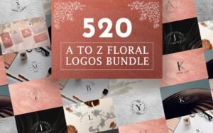 520 A to Z Floral Logos Bundle | Extended License