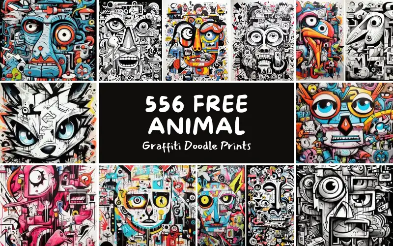 560+ Animal Graffiti Doodle Prints Bundle – Freebie