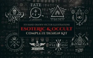 573 Hand Drawn Spiritual Symbols | Extended License