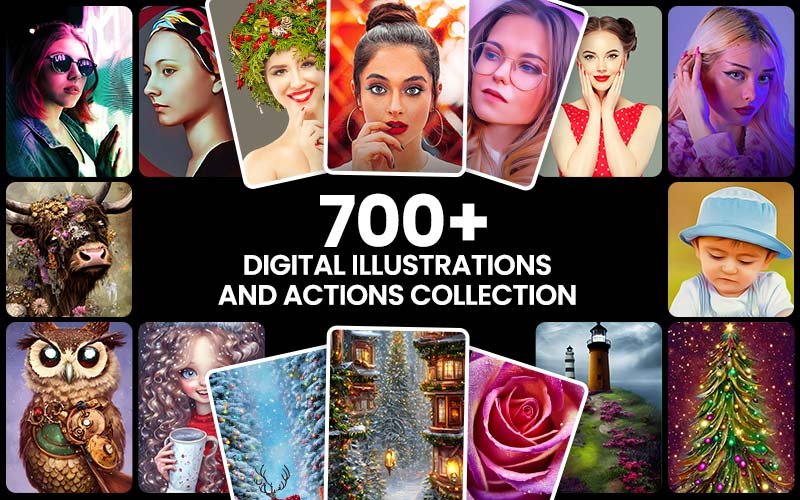 700+ Digital Illustrations and Actions Collection