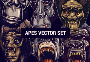 8 Apes Vector Set | Extended License