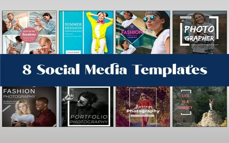 8 Hi-res Social Media Post Templates | Extended Commercial License