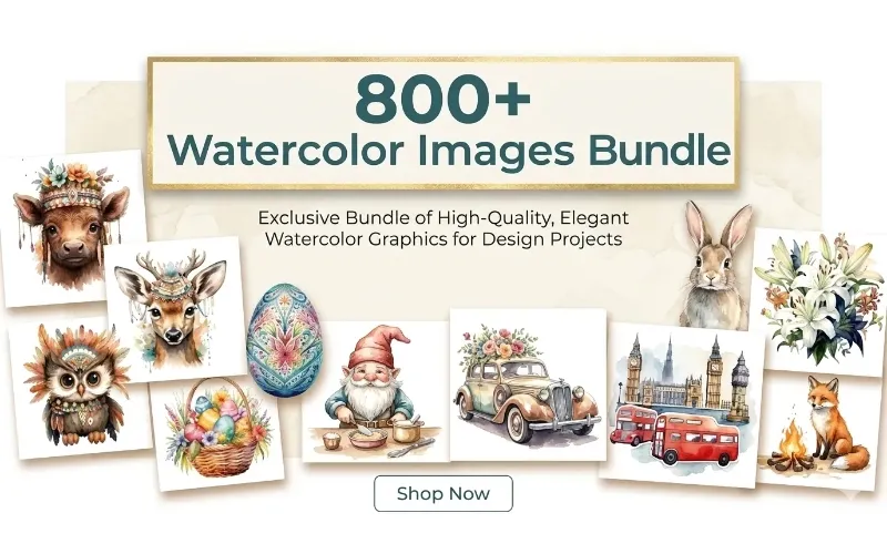 800+ Watercolor Images Bundle | Commercial License