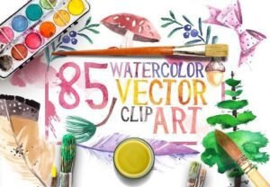 85 Watercolor Clip Art Bundle + Huge Bonus