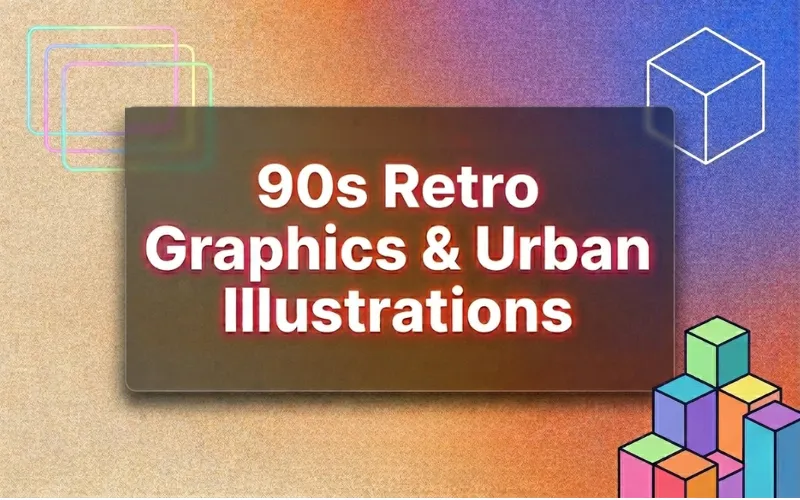 90s Retro Graphics & Urban Illustrations Bundle | Extended License