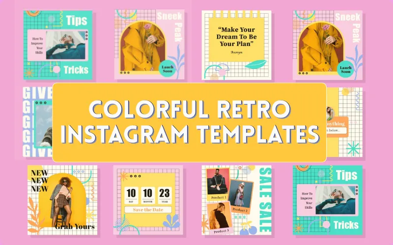 Colorful Retro Instagram Templates | Extended License