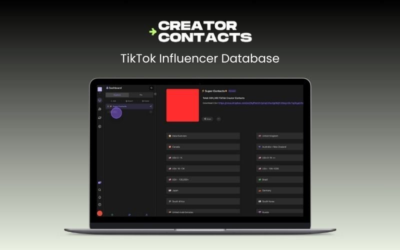 Creator Contacts - TikTok Influencer Database | Lifetime Access