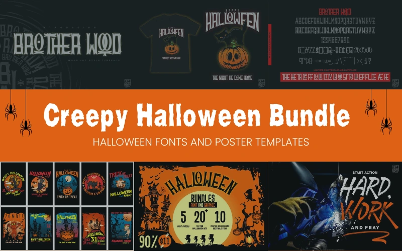 Creepy Halloween Fonts & Poster Templates | Extended License