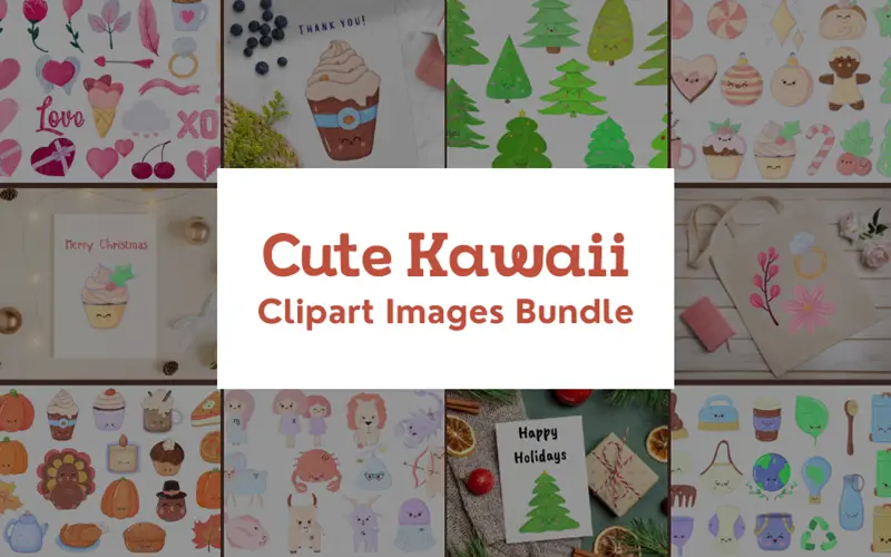 Cute Kawaii Clipart Images Bundle | Extended License