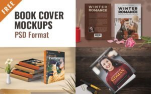 Free Book Cover Mockup Templates - PSD Format | Extended License