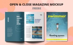 Free Online Open and Close Magazine Mockup For Photoshop | Extended License