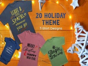 FREEBIE - Holiday Themed T-Shirt Designs Bundle | Extended Commercial License