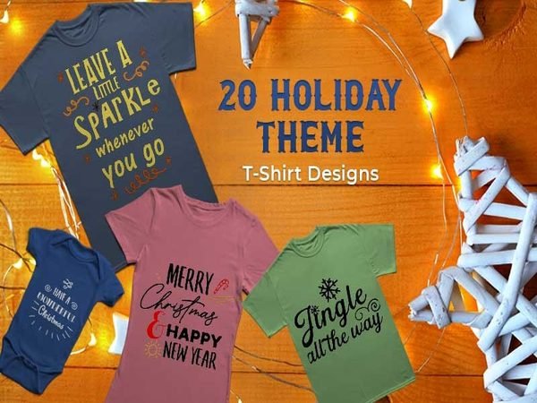 FREEBIE - Holiday Themed T-Shirt Designs Bundle | Extended Commercial License