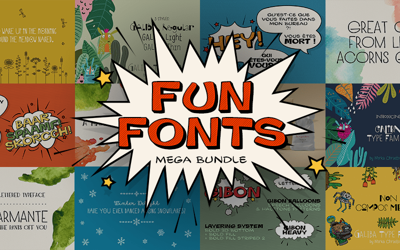 Fun Fonts Bundle- With 41 Funky and Creative Fonts