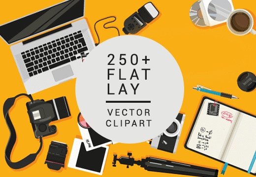 Get 250+ Flat Lay Vector Clipart For illustrator | Standard & Extended License