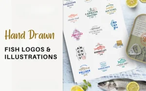Hand Drawn Fish Logos & Illustrations | Extended License