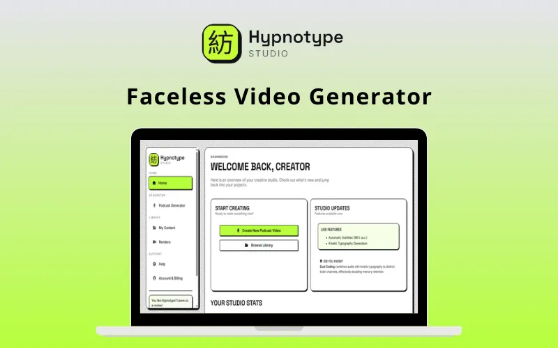 Hypnotype - Faceless Video Generator | Annual Access