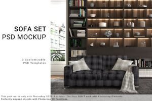 Living Room - Sofa Set Mockups - Freebie