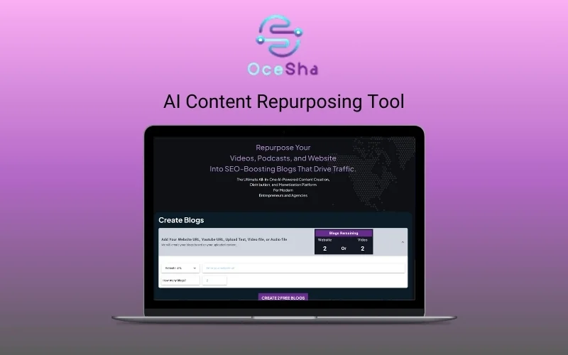OceSha - AI Content Repurposing Tool | Lifetime Access