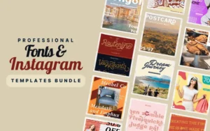 Professional Fonts And Instagram Templates Bundle | Extended Commercial License