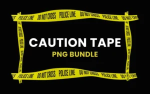 Red and Yellow Caution Tape PNG Bundle | Extended License