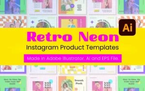 Retro Neon Instagram Product Templates | Extended License