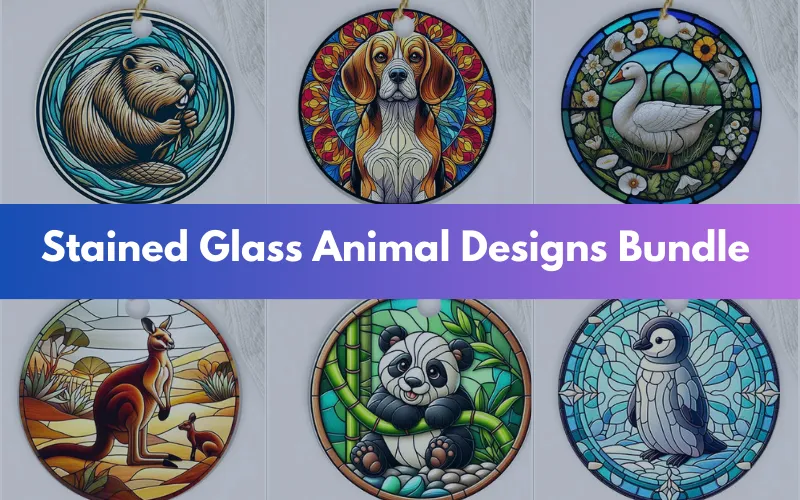Round Stained Glass Animal Designs Bundle | Extended License