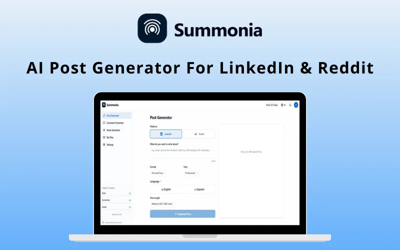 Summonia - AI Post Generator For LinkedIn & Reddit | Annual Access