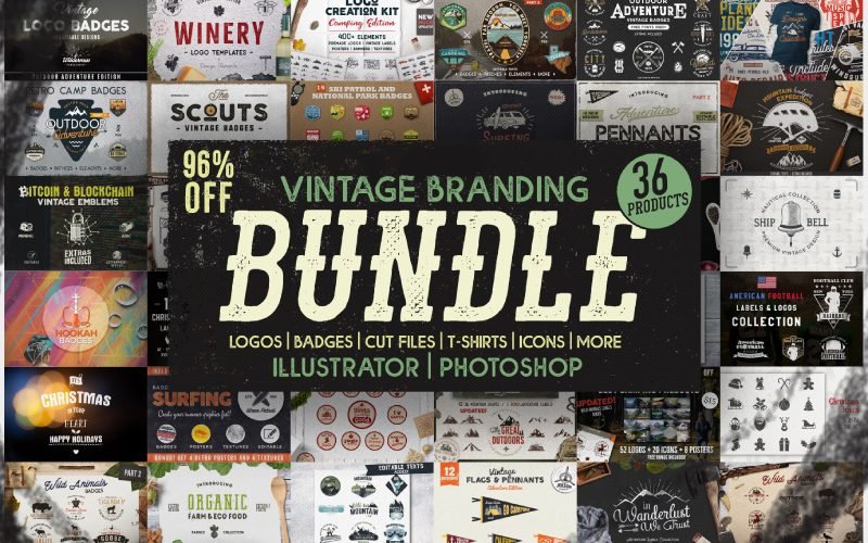 The Enormous Vintage Branding Bundle: 1100+ Vintage Vector Designs