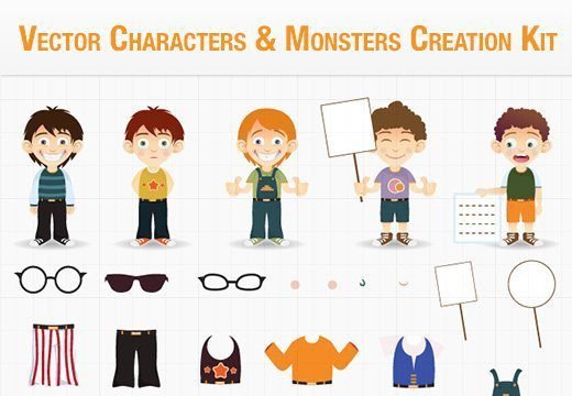 Vector Cartoon Characters Kit | Extended Commercial License