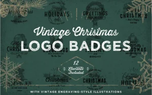 Vintage Christmas Logo Badges Bundle