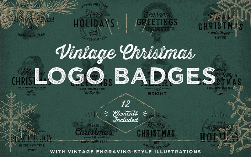 Vintage Christmas Logo Badges Bundle