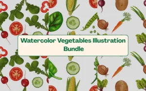 Watercolor Vegetables Illustration Bundle | Commercial License