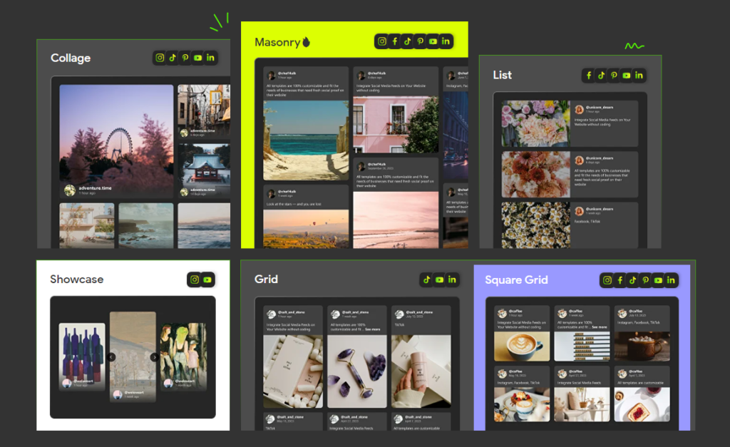 Pre-Built Templates to Link Social Media to Website