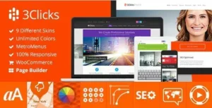 3Clicks Responsive Multi-Purpose WordPress Theme [95% OFF]